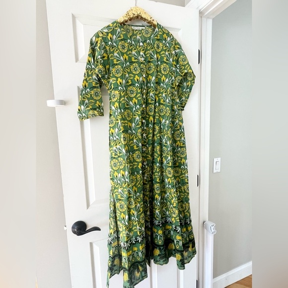 Roller Rabbit Green Zana Button-Down Maxi Dress - Picture 1 of 11